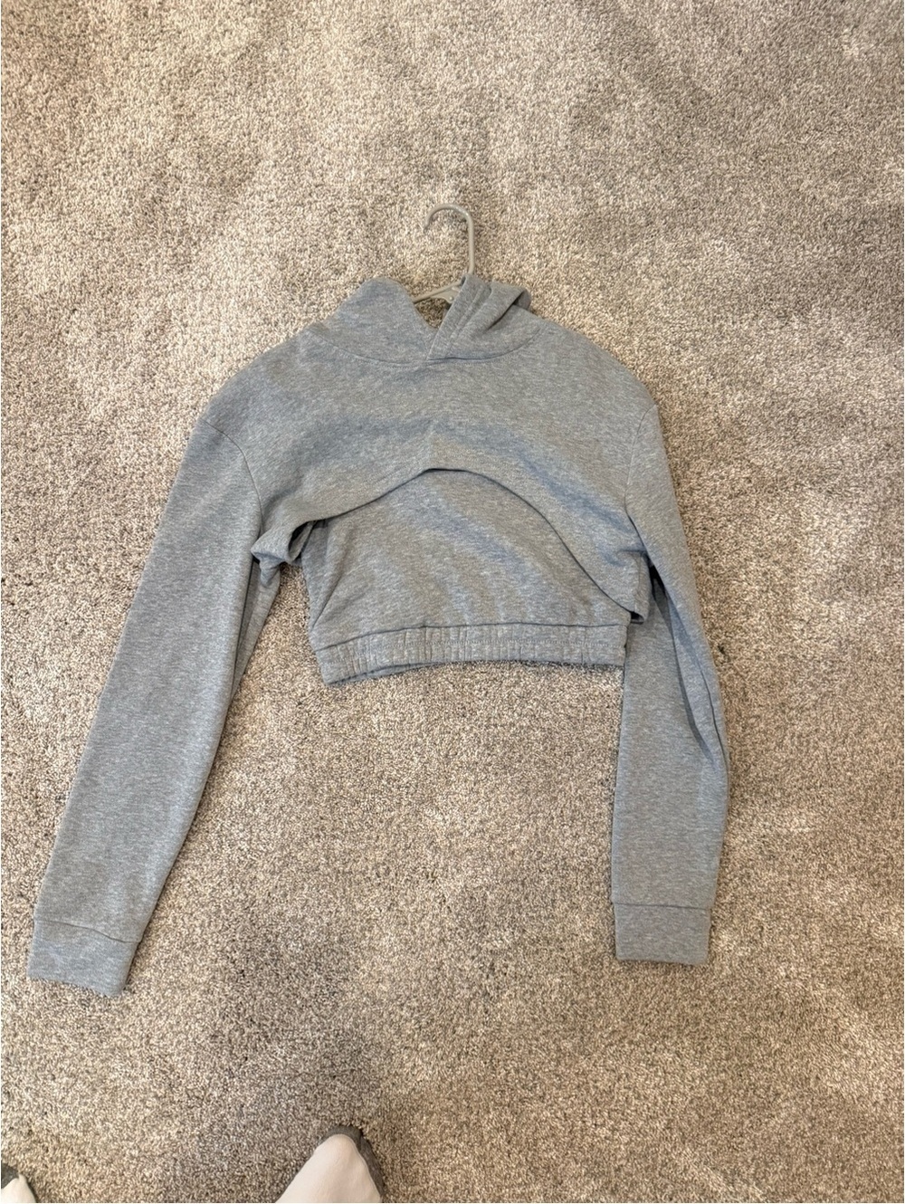 Gray Cropped Hoodie with Detachable Bra - Women Tops